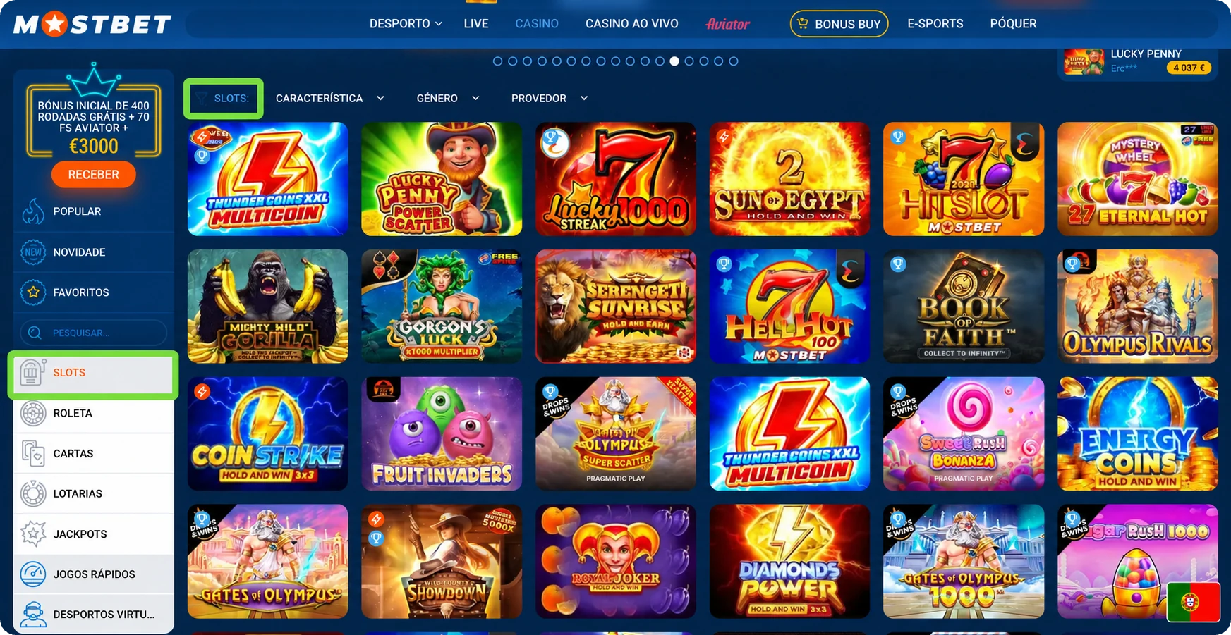 Slots no casino Mostbet Categoria de slots no casino Mostbet